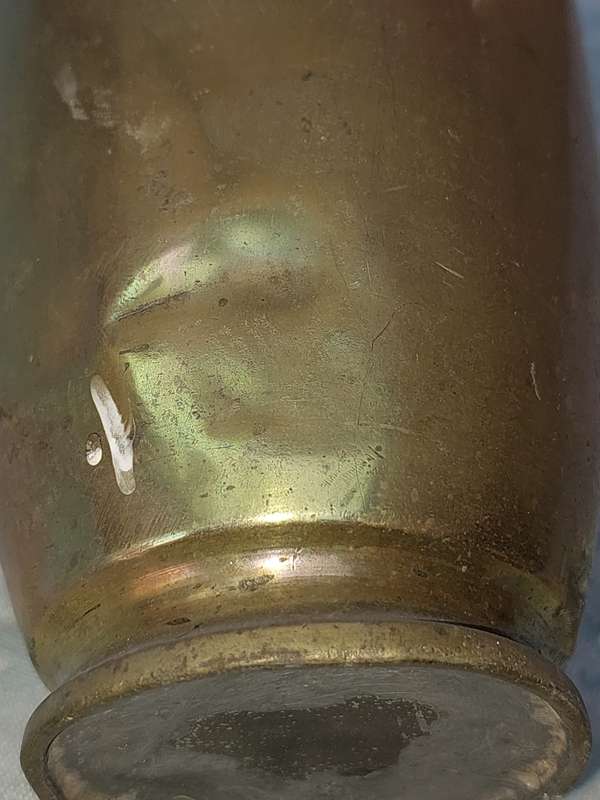 A VINTAGE BRASS VASE NEEDS SOME ATTENTION SOLD AS IS