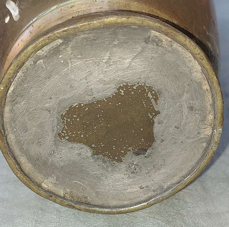 A VINTAGE BRASS VASE NEEDS SOME ATTENTION SOLD AS IS