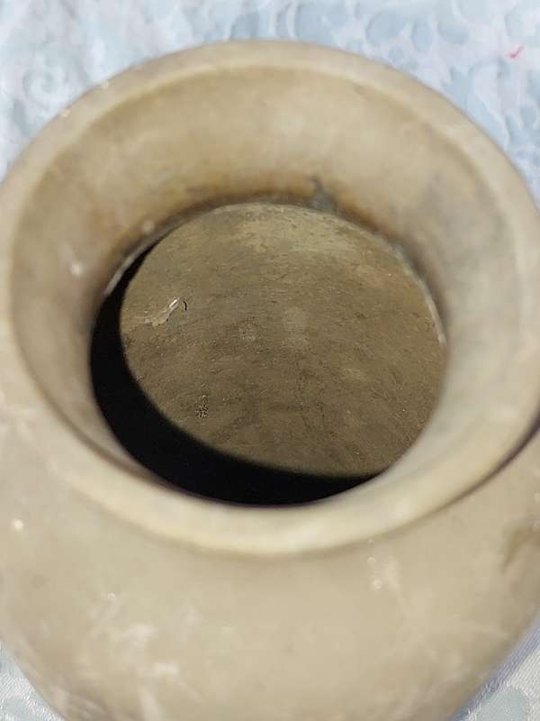 A VINTAGE BRASS VASE NEEDS SOME ATTENTION SOLD AS IS