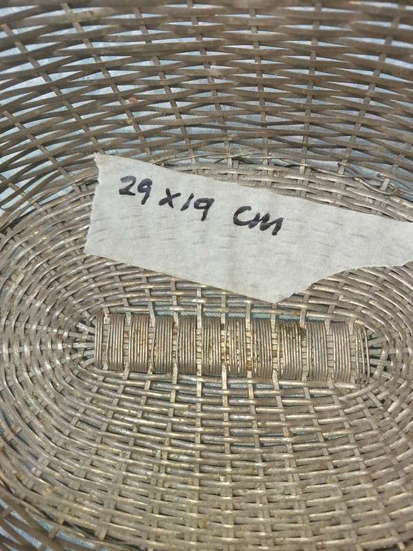 TWO VINTAGE STAINLESS STEEL WIRE MESH FRUIT BASKETS