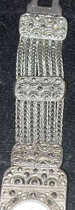 TWO VINTAGE ORNATE CHAIN MAIL BANDED WOMANS DRESS WATCHES