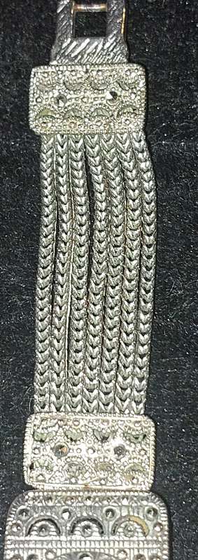 TWO VINTAGE ORNATE CHAIN MAIL BANDED WOMANS DRESS WATCHES