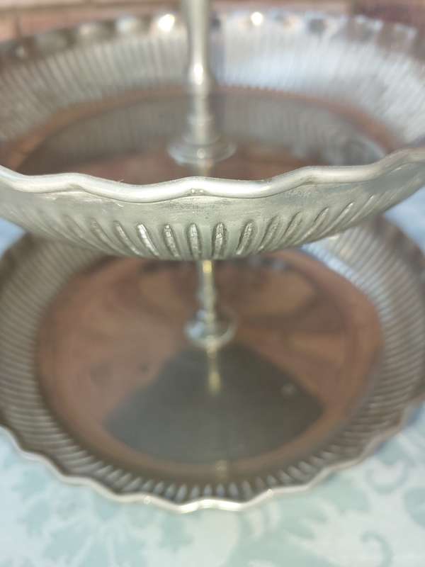 A VINTAGE ART DECOR 3 TIER TITBIT DESERT STAND