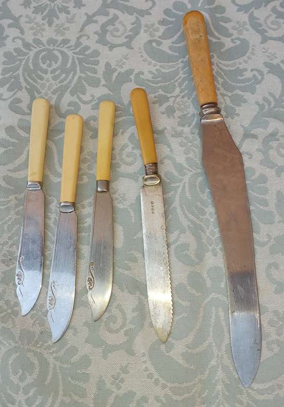 AN ANTIQUE COLLECTION OF BONE HANDLE KNIVES