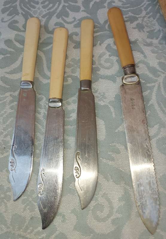 AN ANTIQUE COLLECTION OF BONE HANDLE KNIVES