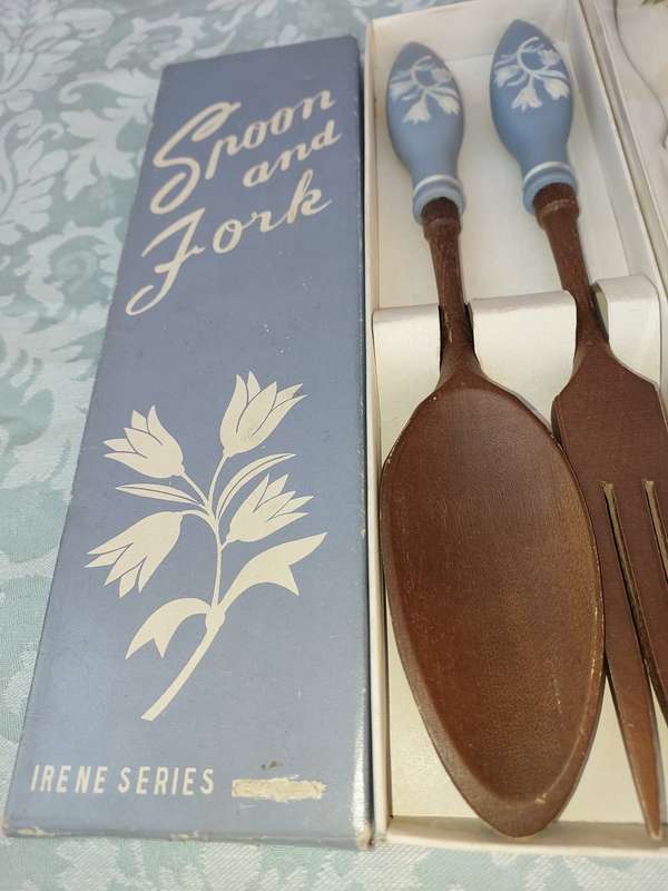 TWO ORNATE SETS OF CUTLERY MADE FROM WOOD