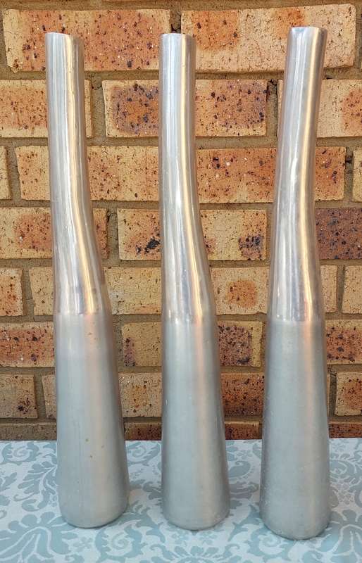 THREE ART DECOR ALUMINIUM ALLOY VASES