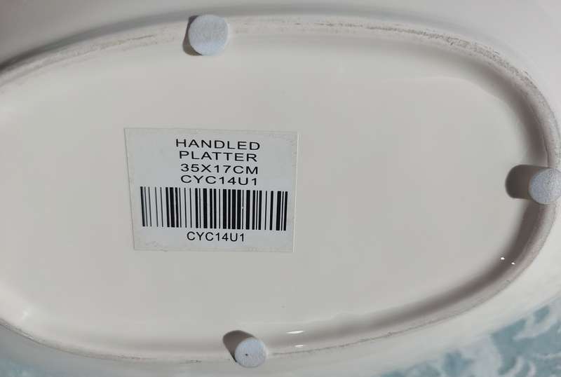 A BEAUTIFULL ART DECOR SILVER PLATED HANDLED PORCELAIN PLATTER