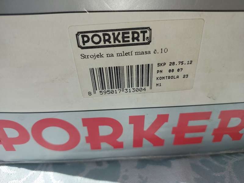 A VINTAGE PORKERT MEAT MINCER NUMBER #10 SOLD AS IS