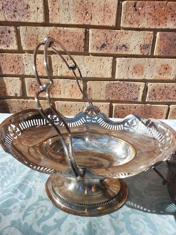 TWO ANTIQUE VICTORIAN EPNS SERVING BASKET TRAYS