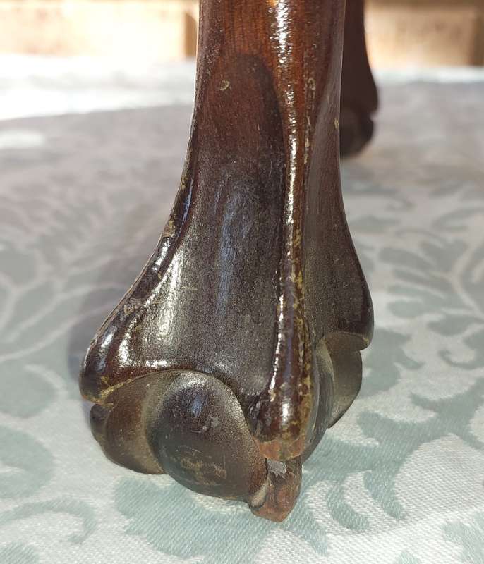 AN ANTIQUE PAIR OF KIDNEY-SHAPED BALL N CLAW-LEGGED OCCASIONAL TABLES