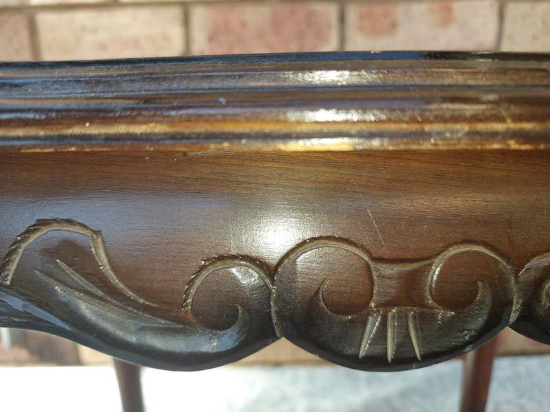 AN ANTIQUE RECTANGULAR SOLID WOOD BALL N CLAW LEGGED OCCASIONAL TABLE