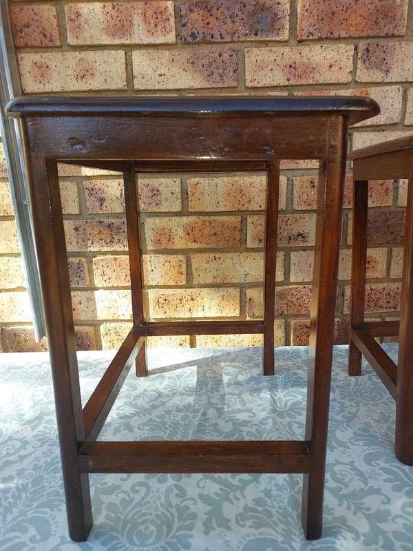MID-CENTURY NESTING TABLES OF SOLID WOOD SOLD AS IS