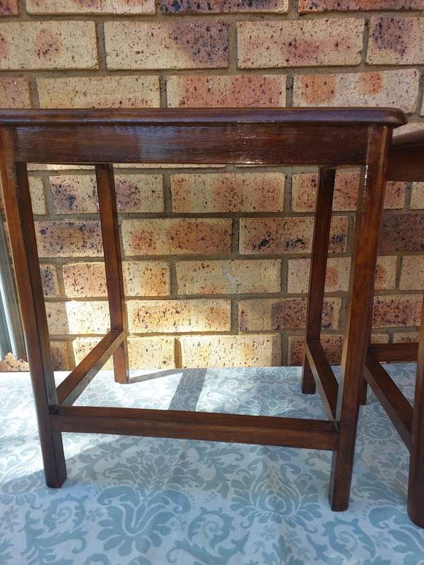 MID-CENTURY NESTING TABLES OF SOLID WOOD SOLD AS IS