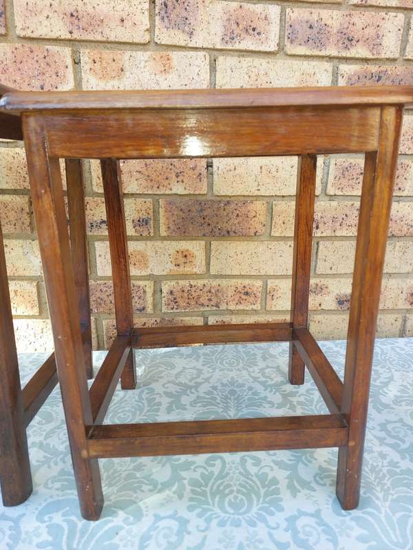 MID-CENTURY NESTING TABLES OF SOLID WOOD SOLD AS IS