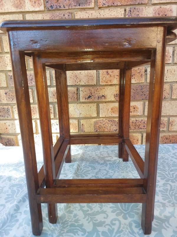 MID-CENTURY NESTING TABLES OF SOLID WOOD SOLD AS IS