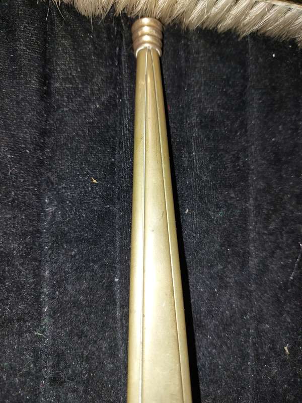 AN ANTIQUE COLLECTION EDWARDIAN BRASS GOLD PLATED HAIR BRUSHES