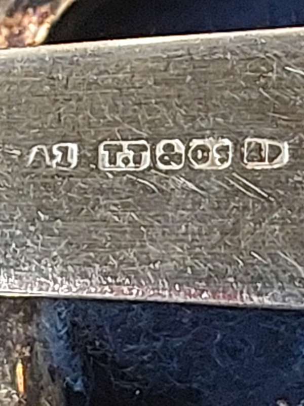 AN ANTIQUE FISH KNIFE AND FORK SET WITH A1 T.T & OS AP ENGLISH HALL MARKS