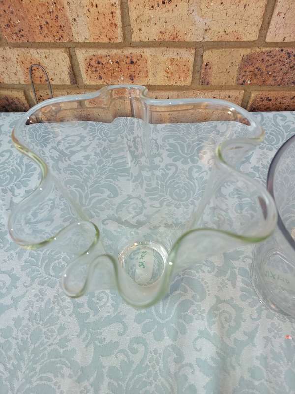 Two ornate glass vases sold