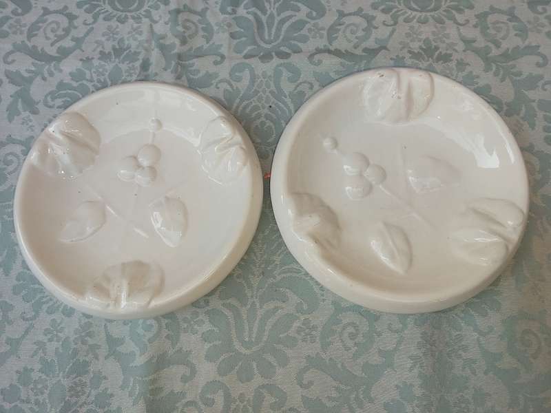 TWO ORNATE ART DECOR PORCELAIN ASH TRAYS
