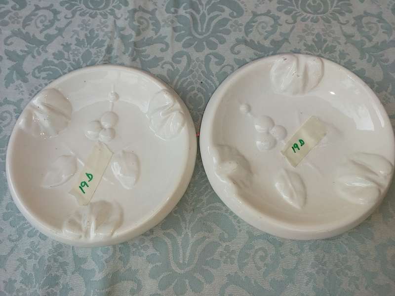 TWO ORNATE ART DECOR PORCELAIN ASH TRAYS