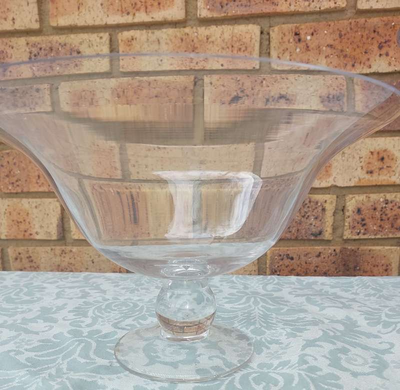 THREE ART DECOR LARGE GLASS SERVING BOWLS