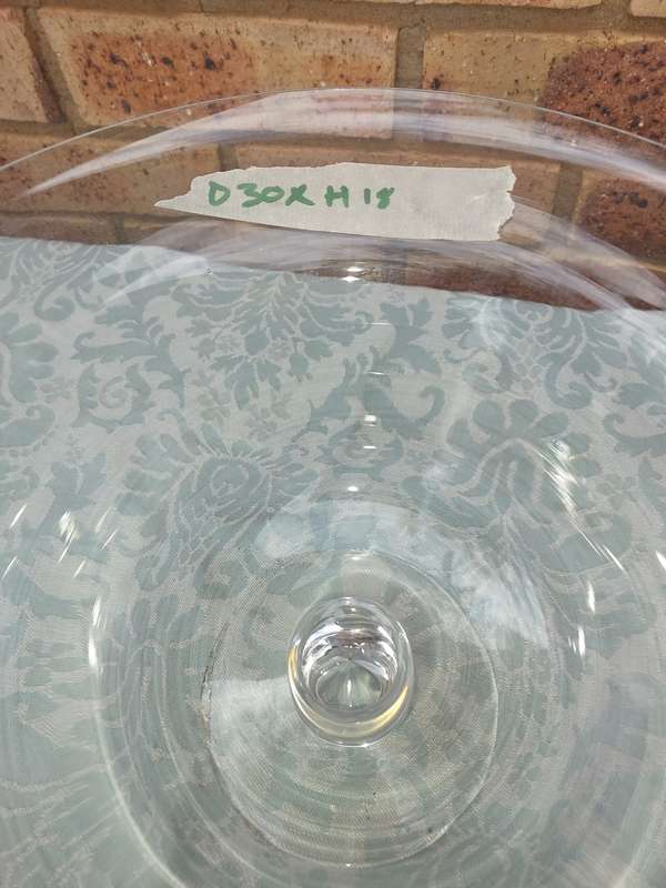 THREE ART DECOR LARGE GLASS SERVING BOWLS