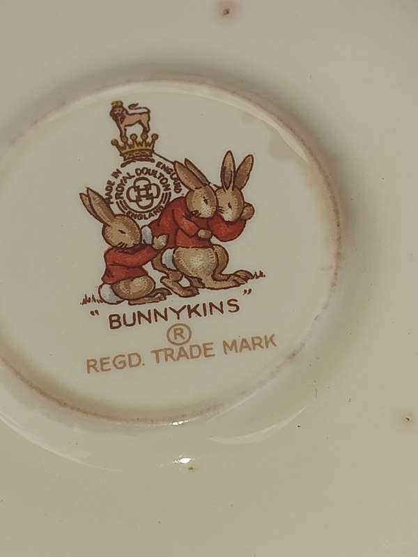 A RARE ROYAL DOULTON BUNNYKINS TEA CUP AND SAUCER