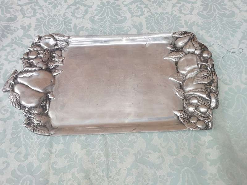 A VINTAGE ORNATE RECTANGULAR ART DECOR SERVING PLATTER
