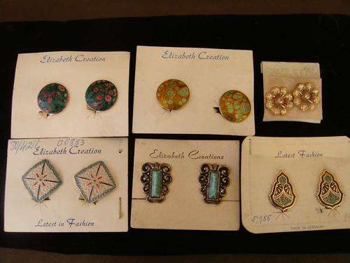 6 VINTAGE CLIP ON EARRINGS