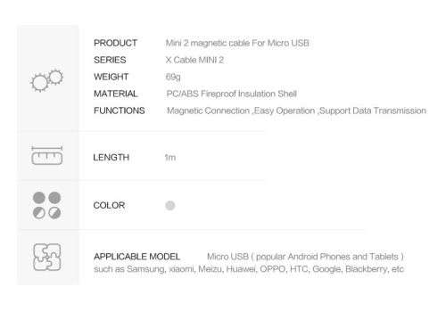 Wsken X-Cable Mini 2 Metal Magnetic Cable for MicroUSB (Android) and Lightning (iPhone)
