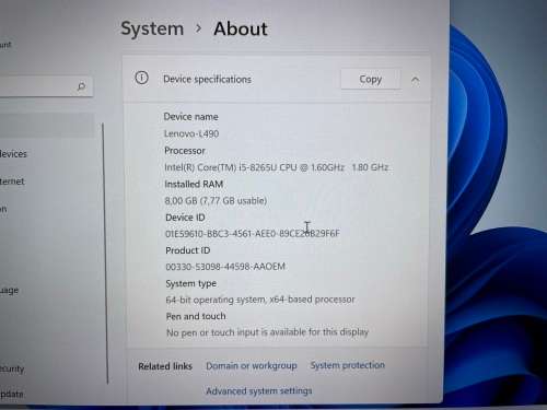 Lenovo ThinkPad L490 14-inch FHD Laptop - i5 8th Gen, 240GB SSD, 8GB RAM, Excellent Condition