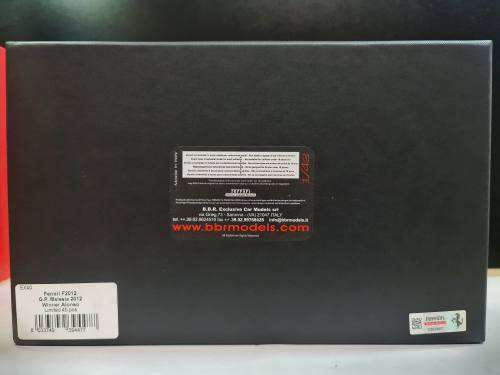 BBR EX40 1:43, Ferrari F2012, 1st MAL 2012, #5 Alonso Limted 45 pcs - Exclusive Series