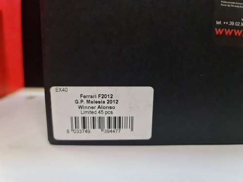 BBR EX40 1:43, Ferrari F2012, 1st MAL 2012, #5 Alonso Limted 45 pcs - Exclusive Series