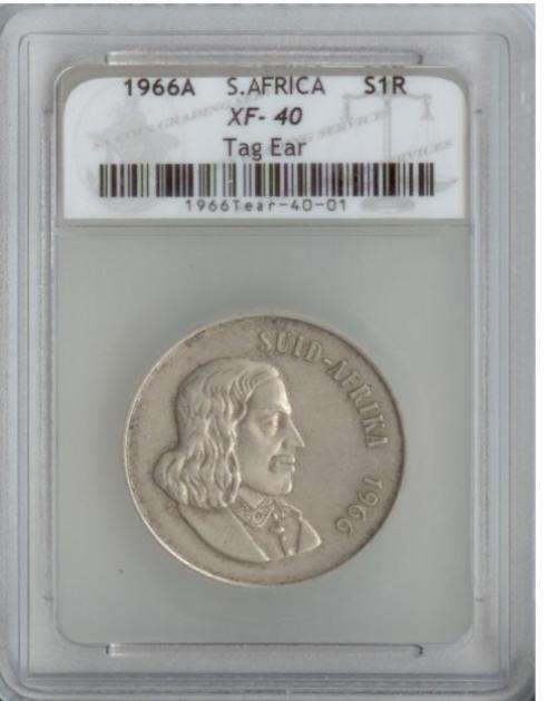 A EXTREMELY RARE GRADED XF-40 TAGGED EAR SILVER R1.VALUE = R 8 000
