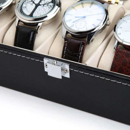 10 Slot PU Leather Watch Collector Display
