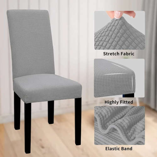 Easy-Going Elastic Chair Cover Dining Room Chair Cover Set of 6 (Red&Grey)
