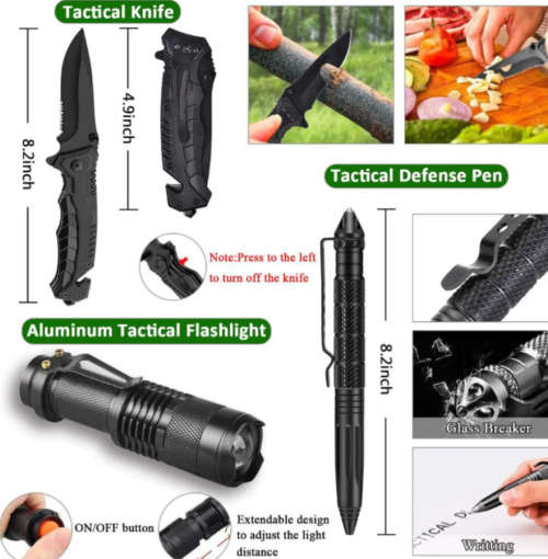 Tactical Survival Multi-Kit - 96 in 1 - Field Emergency Kit (Black & Navy Grey)