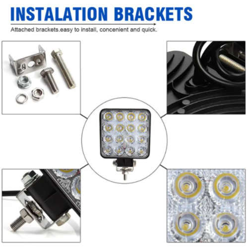 48W Led Spot Light Work Light 2Piece (Round&Square)