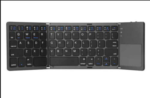 Foldable Bluetooth Keyboard with Touchpad White and Black