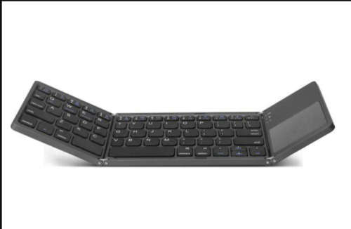 Foldable Bluetooth Keyboard with Touchpad White and Black