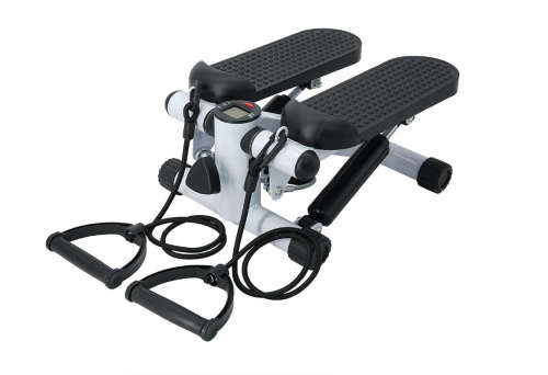 Fitness Exercise Stepper Bike with Resistance Bands-White & Black
