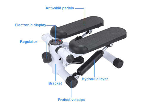 Fitness Exercise Stepper Bike with Resistance Bands-White & Black