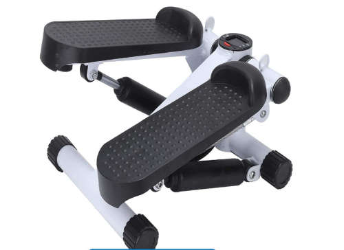 Fitness Exercise Stepper Bike with Resistance Bands-White & Black