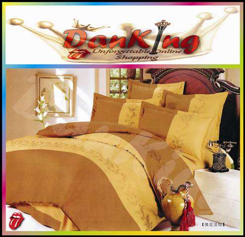 6 Piece Quality Cotton Bed Linen - Queen Size - Cream & Nutmeg Flower Duvet Set