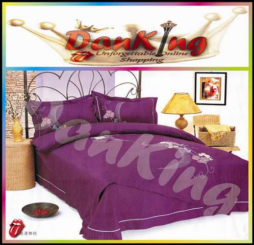 6 Piece Quality Cotton Bed Linen - Queen Size - Dark Purple Duvet Set