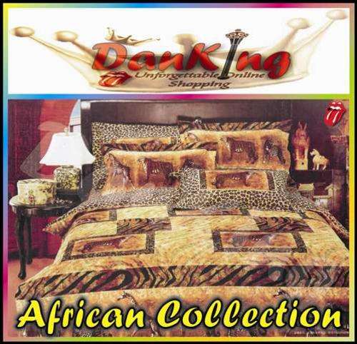 African Collection - 6 Piece Cotton Blend Bed Linen - Queen Size - Giraffe Print Duvet Set