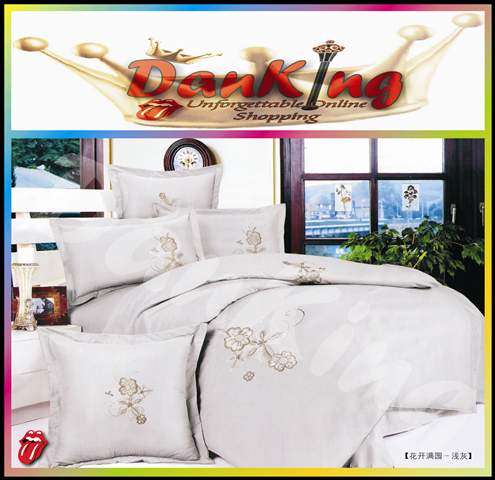 6 Piece Quality Cotton Bed Linen - Queen Size - Light Steel Blue Duvet Set