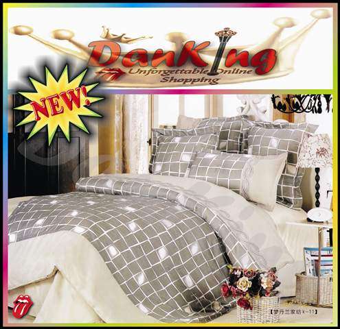 6 Piece Cotton Bed Linen - Queen Size - Shades of Grey Duvet Set