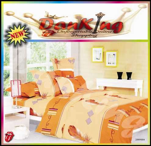 6 Piece Cotton Blend Bed Linen - Queen Size -  Light Mustard Duvet Set